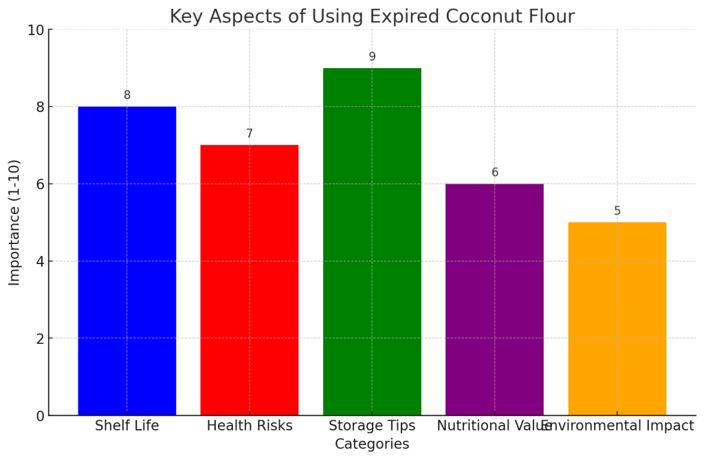 bar chart visually represents the key aspects of using expired coconut flour