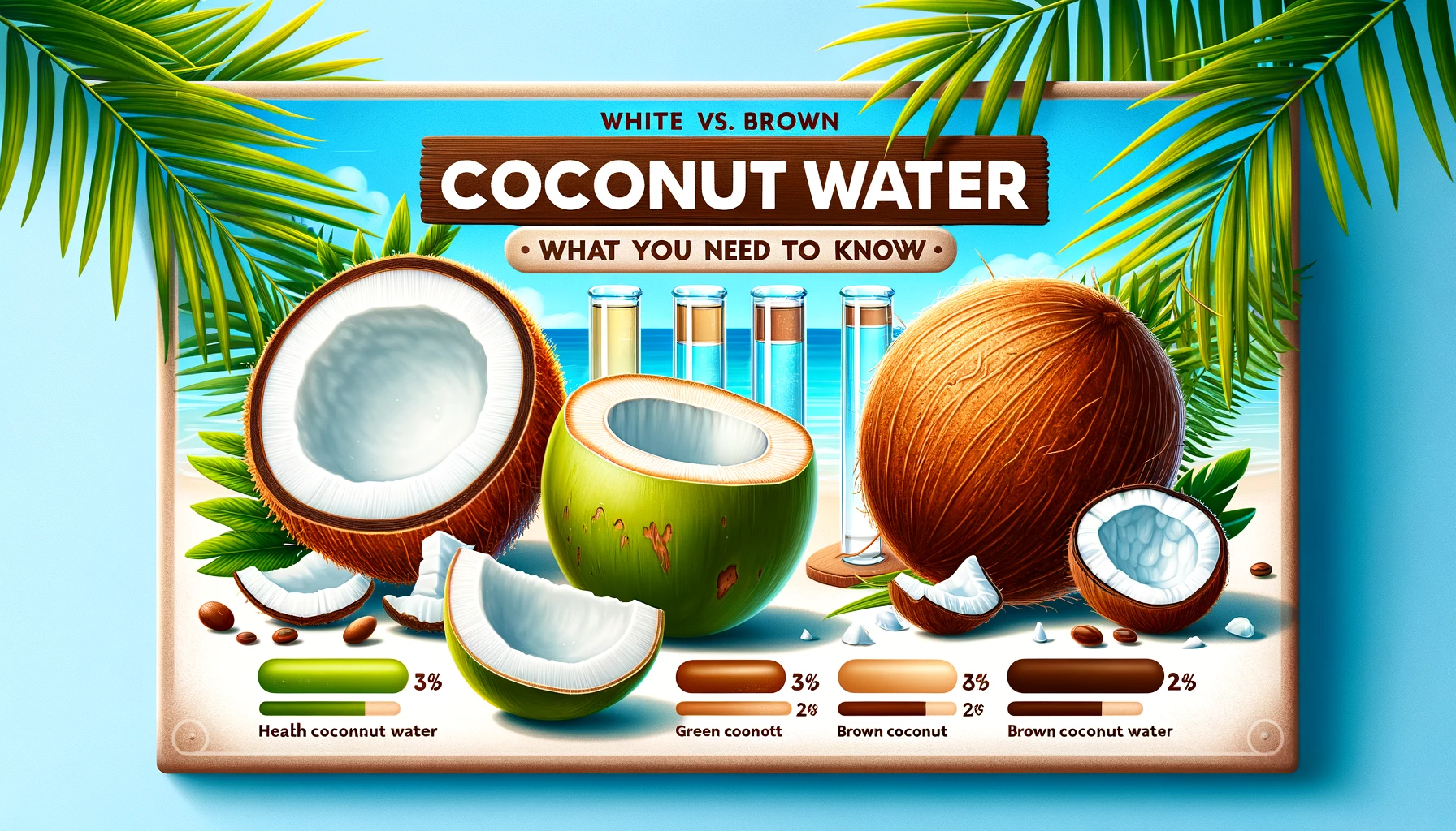 blog featured image about the comparison between white and brown coconut water