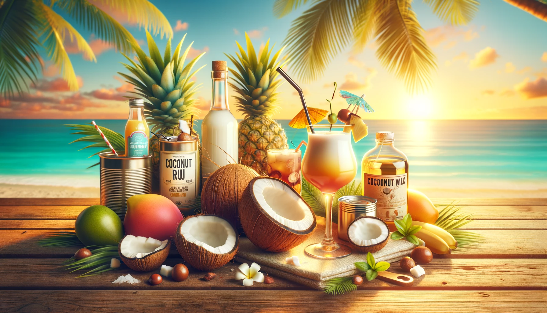 featured image for your blog post about making drinks with coconut rum and canned coconut milk