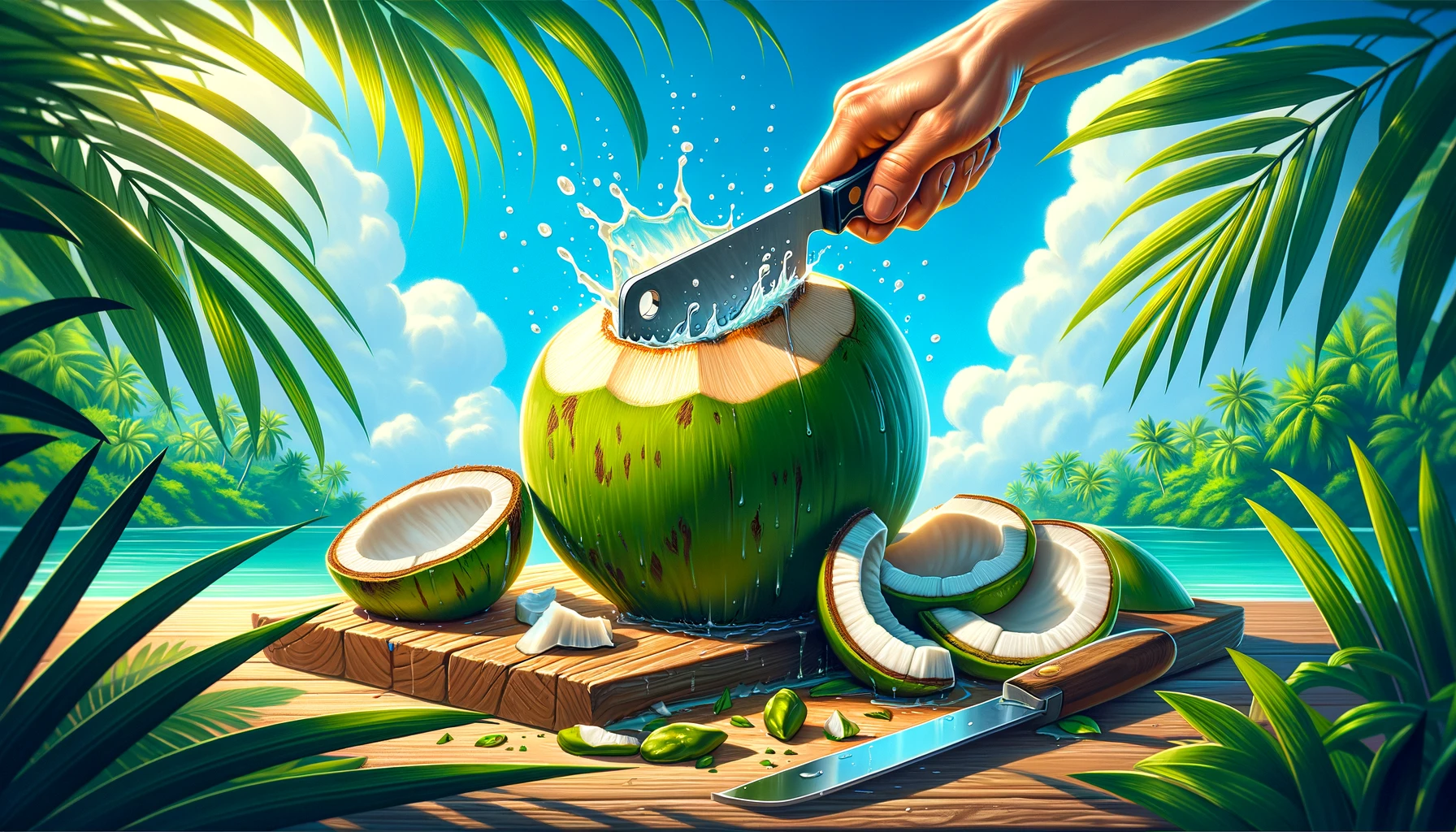 how to open a young coconut